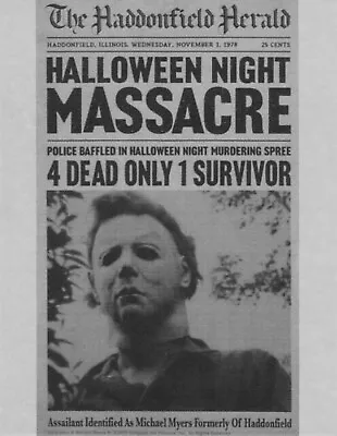 1978 Halloween Haddonfield Herald Halloween Night Massacre Michael Myers 🔪🎃 • $3.39