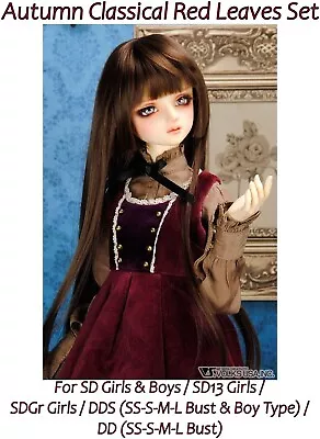 BJD Volks Super Dollfie Dream SD SD13 SDGr DD Autumn Red Leaves Dress Outfit Set • $55.16