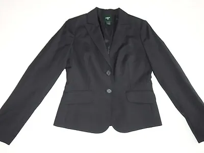 J. Crew Suiting Women's 2 Button Blazer Jacket Size 4 Black 100% Wool 87739 EUC • $24.49