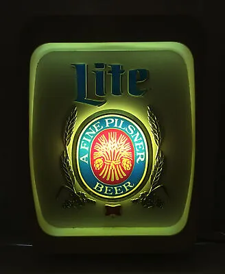 Vintage Lighted Miller Lite Beer Everbrite Bar Wall Sign 19  X 14  • $60