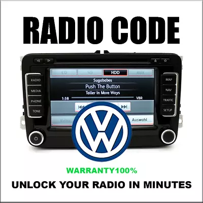 Unlock  Radio Codes Vw Rcd300  Pin 5 Stereo 2 Rns510 Volkswagen Fast Service • $5.99