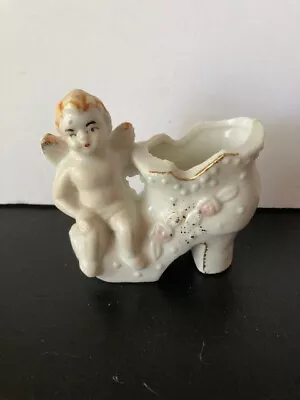 Vintage Ceramic Shoe W/Sitting Cupid Made In Japan 3x3 Inches • $6