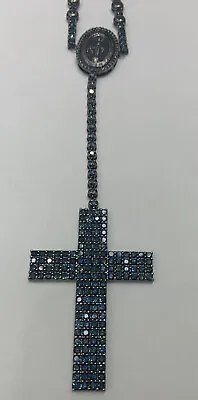 $8900 • Buy Rosary Necklace 10k White Gold With Black Rhodium