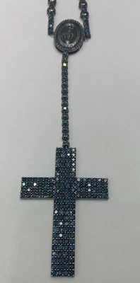 $8900 • Buy Rosary Necklace 10k White Gold With Black Rhodium
