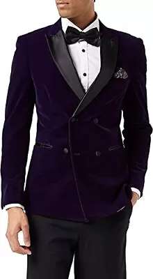 Men’s Velvet Double Breasted Tuxedo Suit Jacket Vintage Smoking Jackets For Men • $169