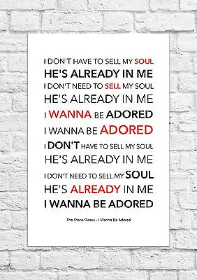 The Stone Roses - I Wanna Be Adored - Song Lyric Art Poster - A4 Size • £6.99