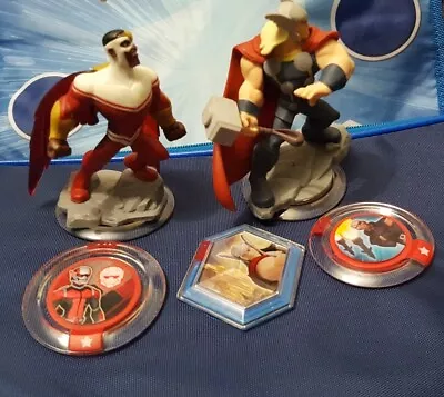 Disney Infinity 2.0 Marvel Thor & Falcon Figures For PS4 + 3 Power Discs • £12