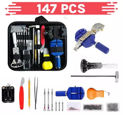 147 Pcs Watch Repair Kit Watchmaker Back Case Remover Opener Link Pin Spring Bar • $11.59