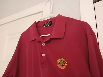 Vintage BURBERRYS Crest Embroided Polo Shirt Red Cotton USA Made Sz M Preowned  • $19.99