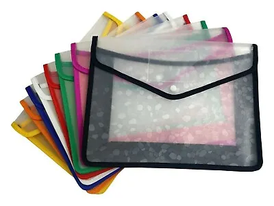 A4 File Folder Plastic Wallet Stud Document Paper Storage For Home School Office • £3.78