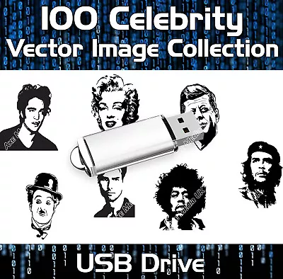 100 Celebrity Vector Image Collection Eps Clipart Vinyl Plotter Usb • $12.62