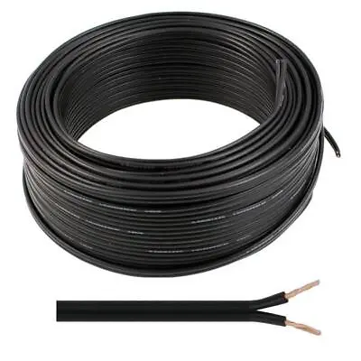 20m 2x 0.5mm Speaker Cable Black Twin Loudspeaker Wire Car Home Audio Hifi LED • £5.97