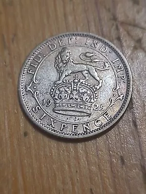 George V 5th 1925 Half Silver 0.5 Sixpence 6d Wide Rim • £2.95