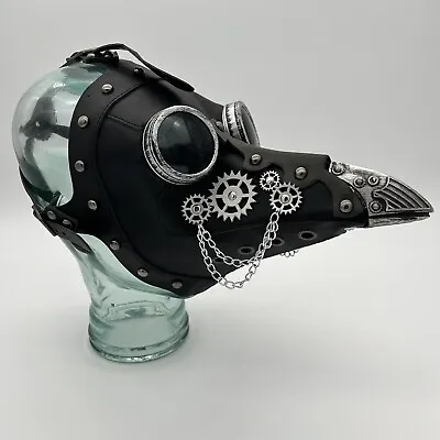 Black Plague Doctor Goggles Halloween Costume Nose Beak Leather Steampunk Mask • $25.94