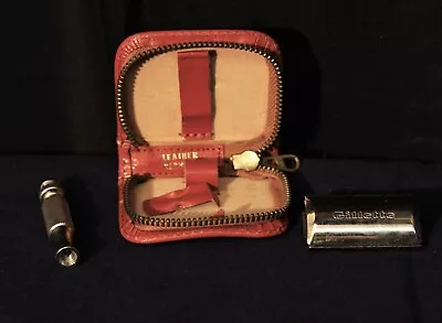 Vintage Gillette Double Edge Travel Safety Razor With Leather Case ^2806 • $9.45