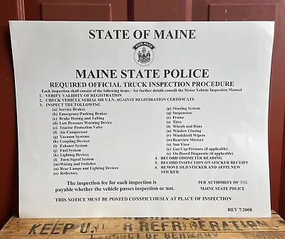 TRUCK Maine Inspection Station Procedures Sign Gas Station Man Cave • $75