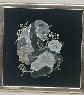 Vintage Kafka Metallic Art Framed Foil Picture Panda's 6x6  • $9.99