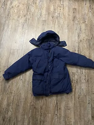 Eddie Bauer Gore-tex Ridge Line Goose Down Hooded Blue Parka Jacket Size L • $49.99