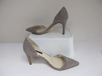 Size 3/36 ZARA Grey Sparkle Court Shoes Open Sides Stiletto Heel VGC • £19.50