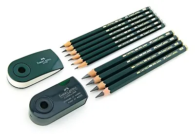 Faber Castell 9000 Lot Wave Eraser Sharpener Assorted Standard & Jumbo Pencils • $25.95