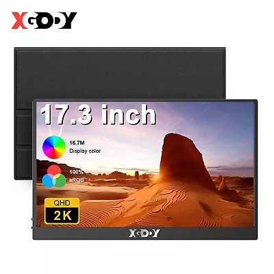 XGODY 17.3  Portable Monitor 1440P QHD 100%sRGB Display 400cd/m2 IPS Slim Screen • $226.99