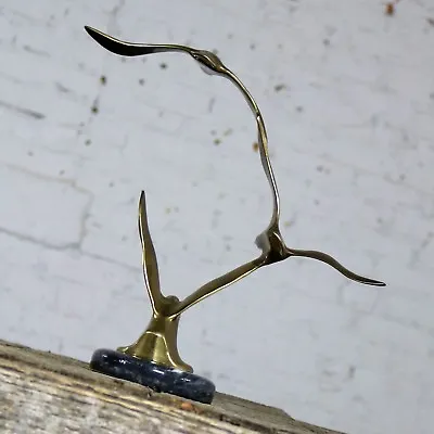 Mid Century Modern Brass Marble Birds In Flight Sculpture Style Of C. Jere • $695