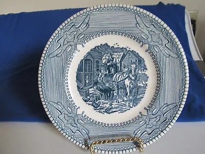 Vintage Currier & Ives Blue McCoy Nelson 7 3/8  Bread Plate • $10