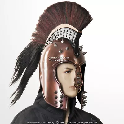 Fantasy Steam Punk Greek Trojan Corinthian Medieval Helmet W/ Spikes Halloween • $74.98