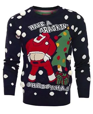 £15.95 • Buy Mens Christmas Jumper Xmas Knitted Santa Crackin Novelty 3D Sweater New S M L XL