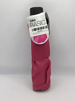 Totes Umbrella Basic Manual Open Compact Pink Magenta Cute Simple Solid • $14.88