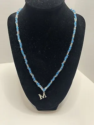 Krewe Of Muses Mardi Gras Glass Beads Blue & Clear Necklace 20” Stunning • $26.99