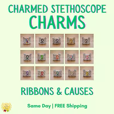 CharMED Stackable Stethoscope Bling Charms | Ribbons And Awareness Causes • $8.95