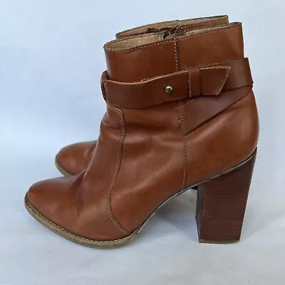 MADEWELL The Sammie Bootie Women's Cognac Brown Leather Boots Sz 7.5 • $34