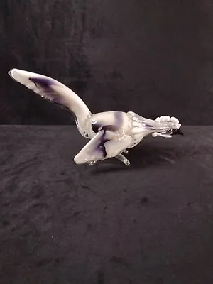 Hand Blown Mexican Art Glass Bird/Chicken White & Purple • $49.99