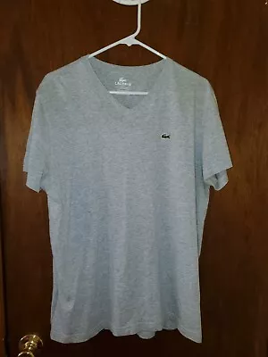 $9.50 • Buy Lacoste Gray V Neck Pima Cotton T Shirt Sz 6 Large/Xl