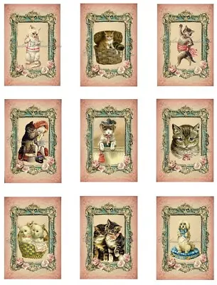 $13.50 • Buy Vintage Cats C MULTI-SIZE Cotton Fabric Quilt Blocks Reproduction