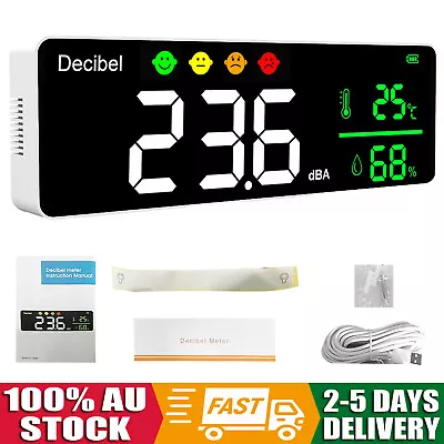 Digital Decibel Sound Meter Wall Mounted Temperature Humidity Detector 30-130dB • $69.99