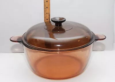 Corning  Ware Visions  Pyrex Amber  4.5 L / 5 QT Dutch  Oven  With Lid USA Nice • $45