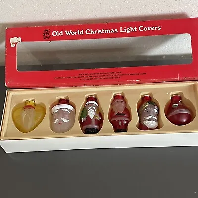 Vintage Merck Old World Christmas Commemorative Santa Light Cover Glass Set Of 6 • $24.99