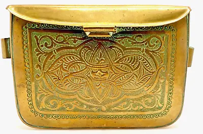 HANDMADE VINTAGE MOROCCAN BRASS BAG WITH A BEAUTIFUL RELIEF V/g • $44.90