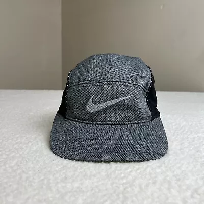 Nike AW 84 5 Panel Hat Cap Strap Back Adjustable Gray Black Swoosh Running Adult • $44.95