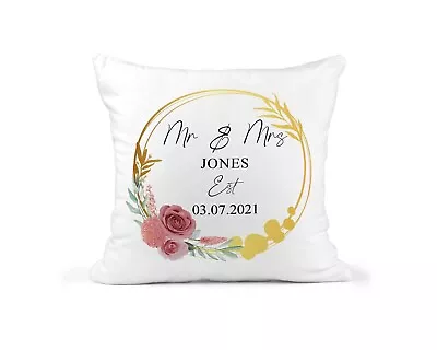 Personalised Wedding Cushion Mr & Mrs  Custom Wedding Gift Personalised • £13.99