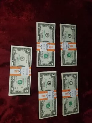 50 Dollar Face Value Stack Of Crisp 2017 Print 2 Dollar Bills • $75