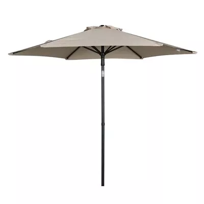 7.5ft Push-Up Round Market Umbrella Garden Patio Parasol Outdoor Sun ShadeTan • $26.99