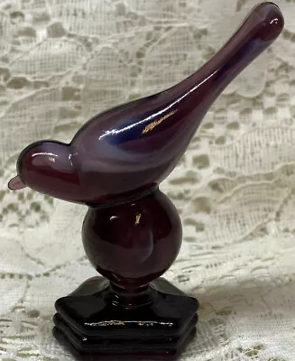 Vintage Purple Amethyst Milk Slag Glass Bird Cardinal Boyd Animal Imperial Swirl • $13.51