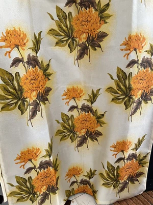 £18.50 • Buy Vintage 1970’s PAIR OF LONG CURTAINS, In Perfect Condition. Large Orange Flowers