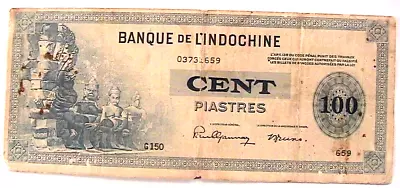 1945 Vietnam 100 Piastres French Indochina Currency Paper Money Banknote P-78a • $17.50