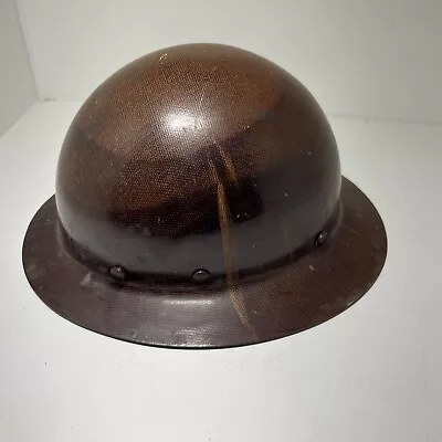 Vintage MSA Skullgard Brown Fiberglass Hard Hat Full Brim Hard Hat W/ Suspension • $65