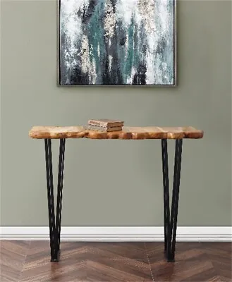 GREENAGE Rustic Cedar Wood Live Edge Console Table With Iron Legs 14 X 43 X31  H • $127.49