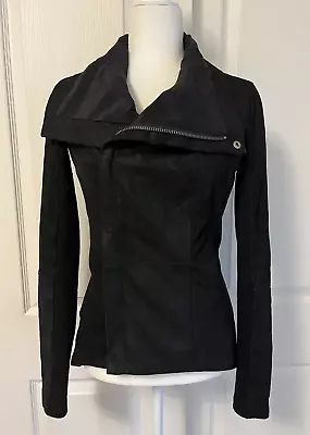 VEDA Leather Moto Jacket Black Full Zip Size Small (P) • $59.99